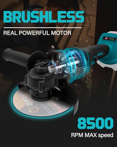 Cordless 125mm Angle Grinder for Makita 18V Batteries, Brushless Motor, Battery Power Grinder Tool, 8500RPM 3 Variable Speed for Grinding, Cutting and Polishing (Without Battery) - Image 3