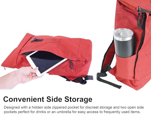 Rockville RPAK BURNED RED Backpack Bag, Padded 15" Laptop Pocket, Durable Nylon, Adjustable Straps, Hidden Zippered Compartment, Ideal for Daily Use and Gear Transport3