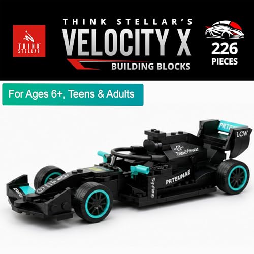 Image of Velocity X Racing Car Building Blocks Set - 225+ Pieces Toy Car Construction Kit for Kids 6+, Teens & Adults | Build 8 Unique Formula Race Cars | STEM Educational, Birthday Gift Toy