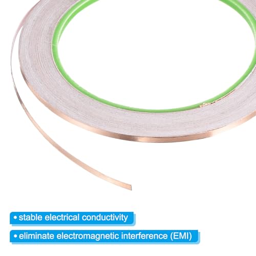 Image of PATIKIL Copper Foil Tape 0.12 inch x 33 Feet 0.05mm Thick Double Sided Conductive Adhesive EMI Shielding for Electronics, Circuits, Grounding