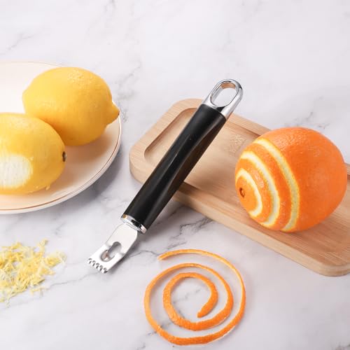 image for lasuroa Channel Knife, 2-in-1 Lemon Twist Peeler Stainless Steel Lemon