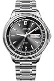 Lobinni Easy Reader DayDate Orologio da uomo con cinturino in acciaio inox
