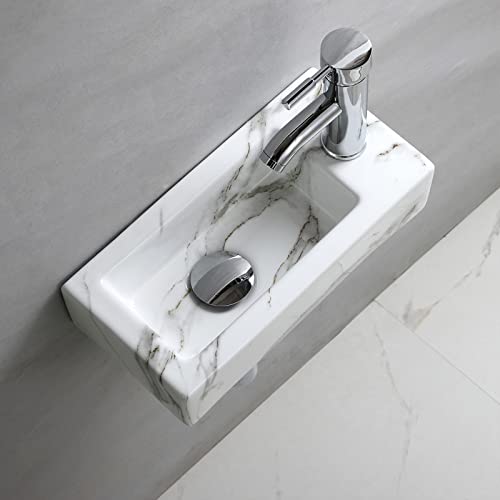 Marble Wall Hung Basin Sink Small Bathroom Sink Rectangle Ceramic Wash Basin (Right hand)… Marble Wall Hung Basin Sink Small Bathroom Sink Rectangle Ceramic Wash Basin (Right hand)…