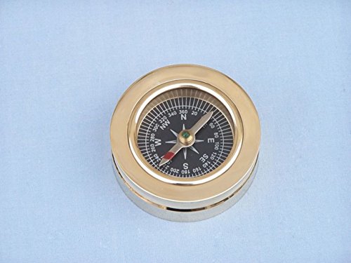 Hampton Nautical 3xglass-101 Brass Paperweight Compass w/Rosewood Box 3" Nautical Home Decoration