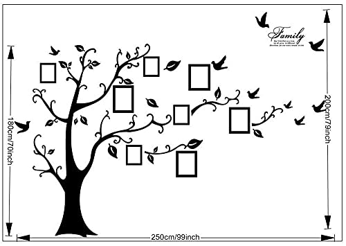 Art Diy Wall Sticker Memory Tree Photo Frames Family Tree Braches Pvc Romovable Background Wall Decal Creativity Decor For Home, Sitting Bedroom Black. #TOP5