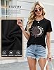 Lonya Women's T-Shirt Black Crew Neck Short Sleeve Tunic Tee Shirt Casual Cute Graphic Print Basic Fashion Tshirts Sun and Moon,L #3