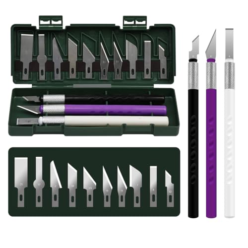 JYNXOR Cortador Manualidades Precision, Juego de Cuchillos para Manualidades de Aluminio,Set de Tallado de Precisión con 3 Piezas y 10 Cuchillas de Acero Inoxidable de Repuesto