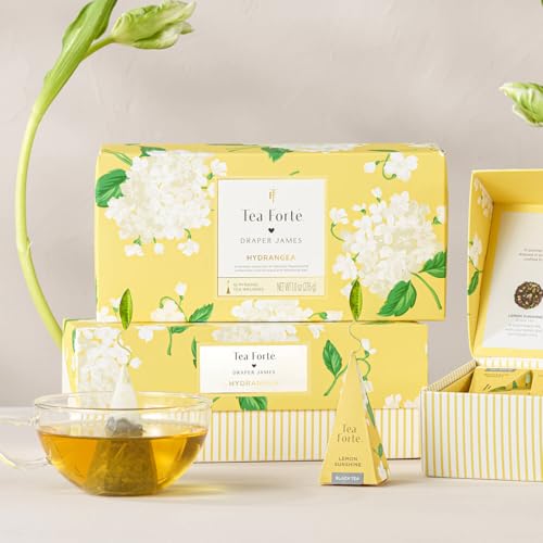 Tea Forte Premium Presentation Box Gift Set Sampler, 20 Count, Assorted Blends Individually Wrapped Handcrafted Pyramid Infuser Bags, Hydrangea