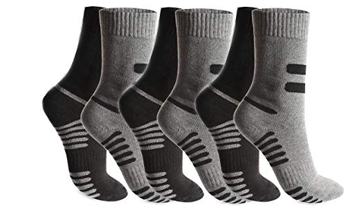 BestSale247 6 Paar Herren Thermo Socken Baumwolle (Schwarz/Grau | 43-46)