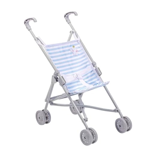 JC Toys | Berenguer Boutique | Single Umbrella Baby Doll Stroller | Elephant Theme | Blue | Ages 2 +