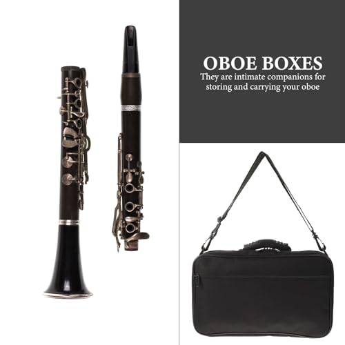 Étui pour hautbois en cuir PU noir de style raffiné à surface lisse et étui rigide - 6