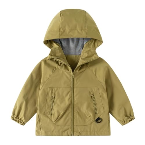 Boys Girls Jacket Casual Windproof Hoodie Kids Long Sleeve Zip Up Solid Color Coat Rainproof Waterproof Hooded