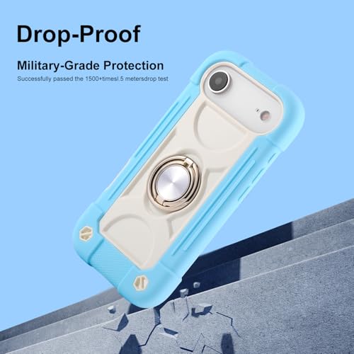 Image of MARKILL Compatible with iPhone with Built-in 360Rotating Ring Stand, Military Grade Drop Protection Full Body Rugged Heavy Duty Case Durable Cover (Ice Blue, iPhone Air)