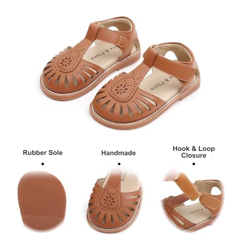 Image of Felix & Flora Toddler Girls Sandals Soft Rubber Princess Flat Shoes Flower Girl Shoes