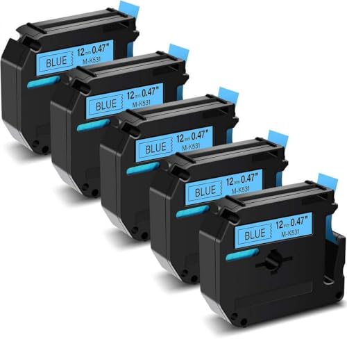 M231 MK231 M-231�p��5PK�݊����x���e�[�vPT-45M PT-90 PT-70BM PT-85���x�����[�J�[(5PK Black on Blue)