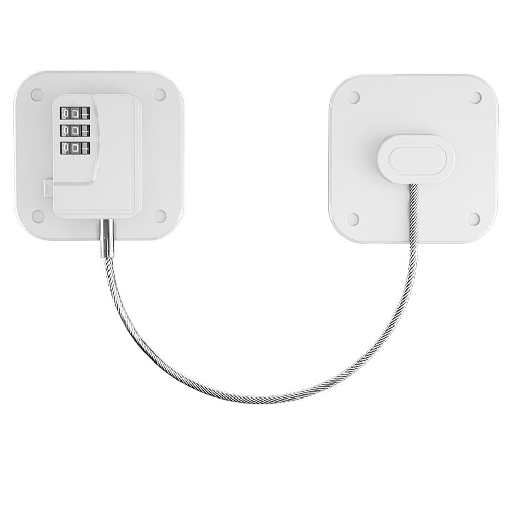 Password Fridge Lock for Children Safety - Refrigerator Lock with Window Code Lock for Window Drawer Door Cupboard - White Stainless Steel - 1 Piece