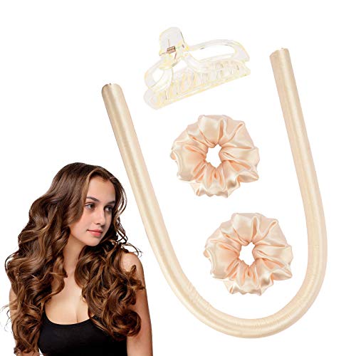Heatless Curling Rod Headband, Hair Rolls, hair Clips en Scrunchie, Heatless Hair Curlers Wave Curlers, Geen Heat Foam Hair Rollers voor de meeste kapsels (1 set van geel)
