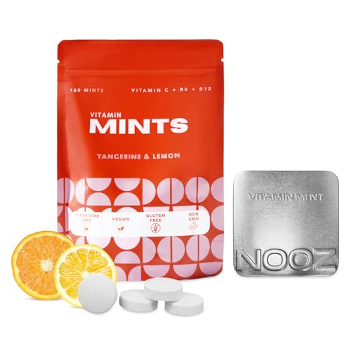 Image of NOOZ Vitamin Mints - Immunity & Vitality - Tangerine & Lemon Flavor | Sugar-Free, Vitality-Boosting Supplements for Fatigue Reduction & Wellness - Non-GMO, 150 Mints Refill Bag