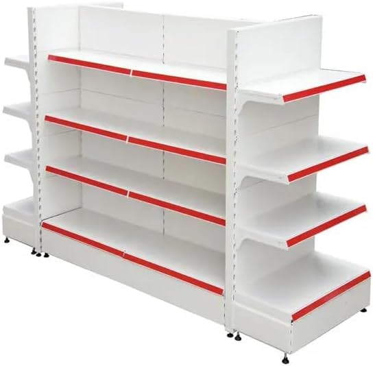 Lukia Set of 2 Centre Rack and 2 End Rack for Supermarket, Shops and Book Shelf Size 190 * 90 * 40cm Each, Metal, White