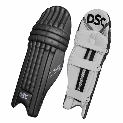 Image of DSC Pro X Cricket Batting Legguard | Material: Polyurethane | Lightweight & Flexible | Enhanced Durability | PVC Instep | Offer Exceptional Longevity | Color: Black | Size: Mens RH