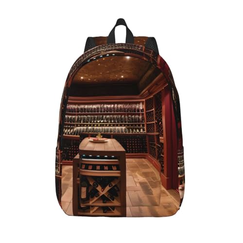 Sac à dos randonnée voyage femme avec imprimé cave à vin rouge