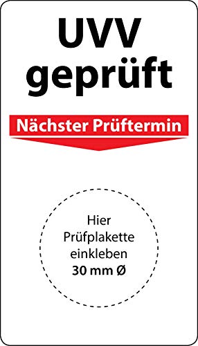 Grundplakette UVV geprüft, 100 Stück, 70 x 40 mm, Vinylfolie, selbstklebend, Grundetikett für UVV-Prüfung