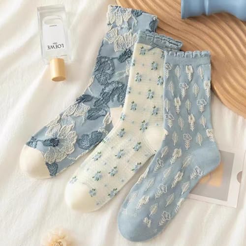 Image of Women's Crew Socks Cute Bear Cat Floral Soft Fancy Socks Gifts for Women
