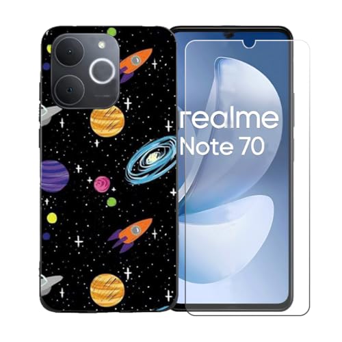 �pGUYAHANYER�P�[�X �K�p���� Realme Note 70T + �����K���X�X�N���[���ی�t�B���� �A���ȃ\�t�g�V���R���P�[�X�ی�TPU�J�o�[�̃P�[�X�J�o�[�p �K�p���� Realme Note 70T (6.74") - BST1