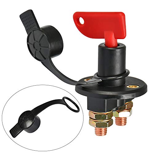 QLOUNI 2Pcs Battery Disconnect Switch with Keys, Battery Kill Switch 12V 24V 250-400A Battery Isolator Disconnector Cut Off Power Kill Switch for Marine Car Boat RV ATV Vehicles