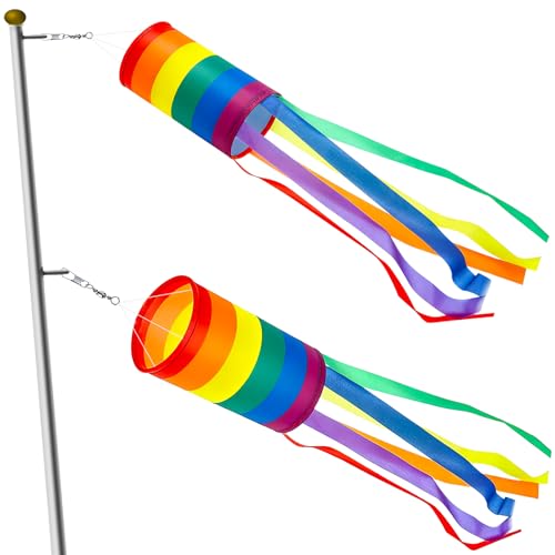 dellyy 2 Stück Windsack Bunten Windsack für Draußen Pride Flag Regenbogenfahne Wasserdichtes Material für Außenbereich Hängen