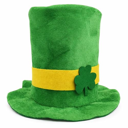 GiftExpress Top Hat, Shamrock Green Velvet, St. Patrick's Day Costume Hat for Men and Women, Irish Leprechaun Party Favors