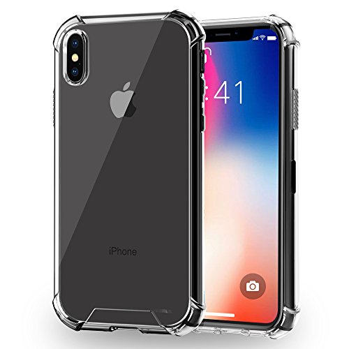 iPhone X Case, Ultra Thin and Slim Clear Soft TPU Bumper Hard Back Panel Anti-Scratch Protective Cover for Apple iPhone X 10 (Clear)