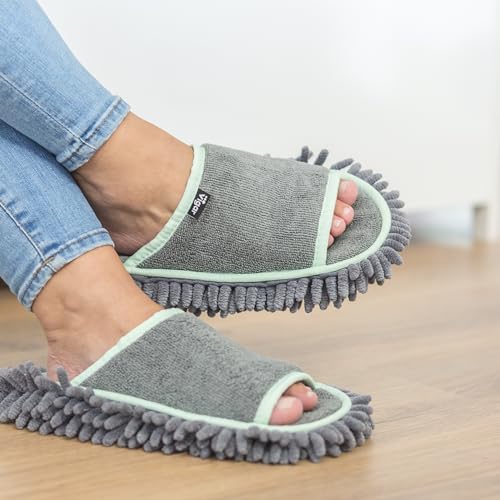 Vigar - Rengo Microfibre Slippers Pack 2 Units - Slippers Microfiber Floor Cleaning - Washable Detachable Mop Slipper, Turquoise3
