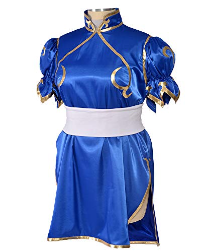 Miccostumes Women's Game Fighter Cosplay Costume With Headdress Small Blue And White #TOP1