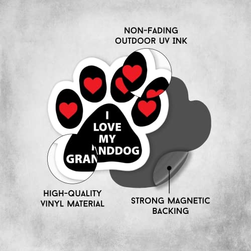 Image of I Love My Granddog with Hearts Pawprint Car Magnet 5 Inch, Dog Lover Gift