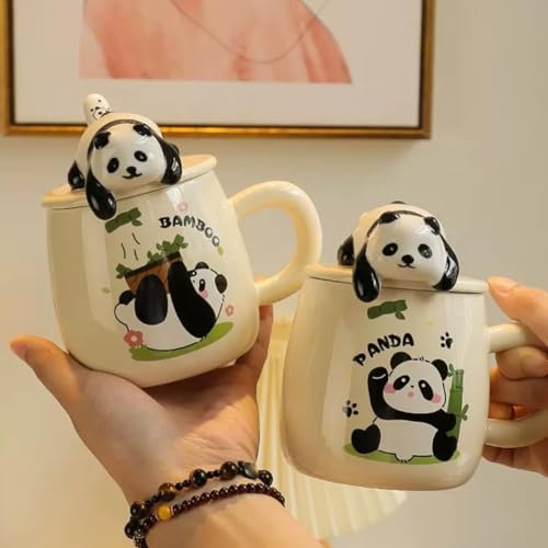 Image of NYRWANA Coffee Mug, Birthday Gifts for Women, Mugs for Present, Rakshabandhan Gift for Brother & Sister, Ceramic Mug, Cute Coffee Mugs, Panda Mug with Lid & Spoon (Assorted-350 ml)