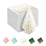 Yinbanban Stylish Paper Napkins 100 Packs,6.5' White Napkins with Gold Polka Dots Design,Great Cocktail...