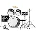 VEVOR Kids Drum Set, 5 Piece 16in Beginner Youth Full Drum Set with Bass Toms Snare Floor Drum Adjustable Throne Cymbal Hi-Hat Pedal and Two Pairs of Drumsticks, Starter Drum Kit for Child Kids, Black