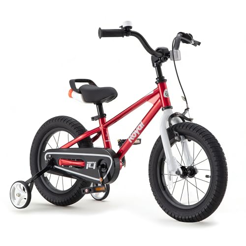 RoyalBaby Freestyle Kids Bike 14 Inch Childrens Bicycle with Training Wheels Toddlers Boys Girls...