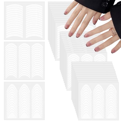 jatimdotina 36 Hojas Nail Art Stickers, 1368 Pcs Pegatinas Para Uñas Francés, Manicura Francesa Calcomanías Autoadhesivas de Guías, Plantilla de Manicura En Forma de Media Luna para Diseño Uñas DIY