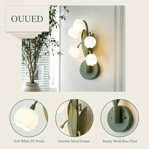Aplique de pared Lily Of The Valley de hierro verde con led G4 moderno 4