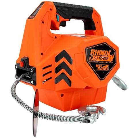 Mile Marker 71-1000 Rhino Pull 1000 Portable Electric Winch - LED Display - 39’ Synthetic Rope - Lifts or Pulls Up to 1000 lbs. - Brushless Motor - Variable Speed - Wired & Wireless Remote Cover