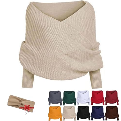 Freyaharper Scarves,Scarf with Sleeves for Women - Knitted Wearable Blanket Shawl, Thermal Arm Cover for Outdoor