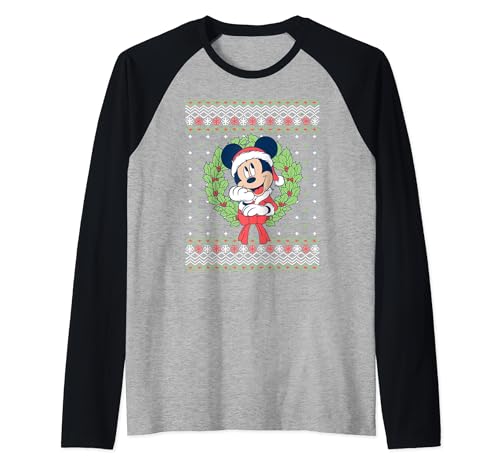 Pull moche de Noël Mickey Disney t-shirt manches longues imprimé