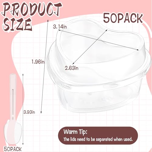 Save 23% on 50 Heart-Shaped Dessert Cups with Lids & Spoons - Image 2