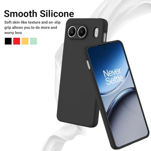Image of DIZORO Microfiber Candy Compatible for Oneplus Nord 4 5G Smooth Touch Cushion Liquid Soft Silicone Gel Rubber Phone Cases Non-Slip Full Body Protective Shockproof Back Cover - Black