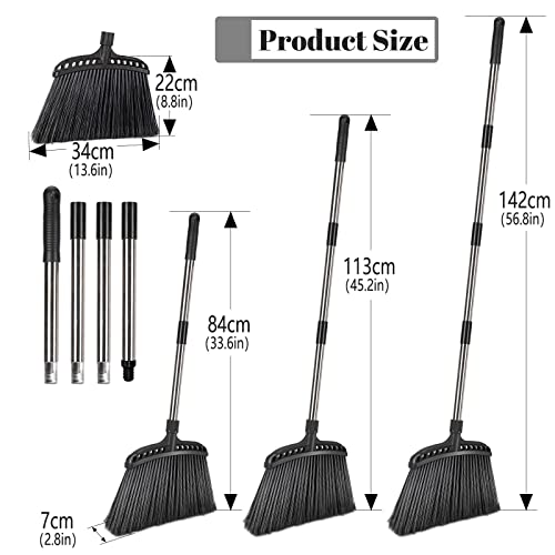 Masthome Outdoor Broom for Floor Cleaning, 56\" Heavy Duty Commercial Broom with Hard Bristles,Angle Brooms Heavy Duty Broom for Home Garage Kitchen Office Courtyard Lobby Lawn Concrete