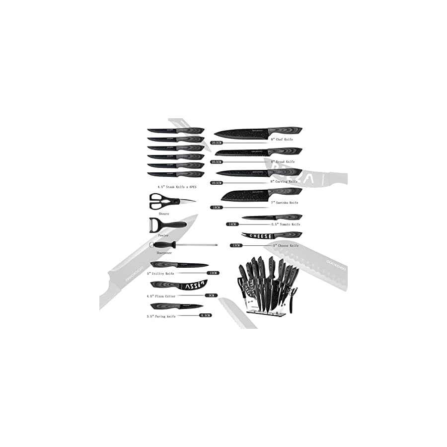 Dockorio-Kitchen-Knife-Set-with-Block-19-PCS-High-Carbon-Stainless-Steel-Sharp-Kitchen-Knife-Set-includes-Serrated-Steak-Knives-Set-Chef-Knives-Bread-Knife-Scissor-Sharpener-all-in-one-Knife-Set Dockorio all in one Kitchen Knife Set with Block, 19 PCS High Carbon Stainless Steel Sharp Serrated Steak Knives Set, Chef Knives, Bread Knife, Scissor, Sharpener,