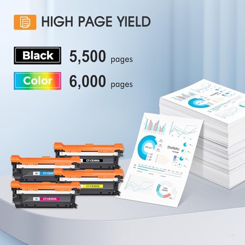 Image of 507A Toner Cartridge 4-Pack Compatible for HP 507A 507X CE400A CE401A CE402A CE403A 500 Color M551 Toner Cartridges for HP LaserJet Enterprise M551 M551n M551dn M551xh M570dn M570dw M575f Printer