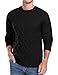 Askdeer Men's Cable Knit Pullover Sweater Long Sleeve Crewneck Sweater Casual Soft Knitted Sweater with Ribbing Edge Black
